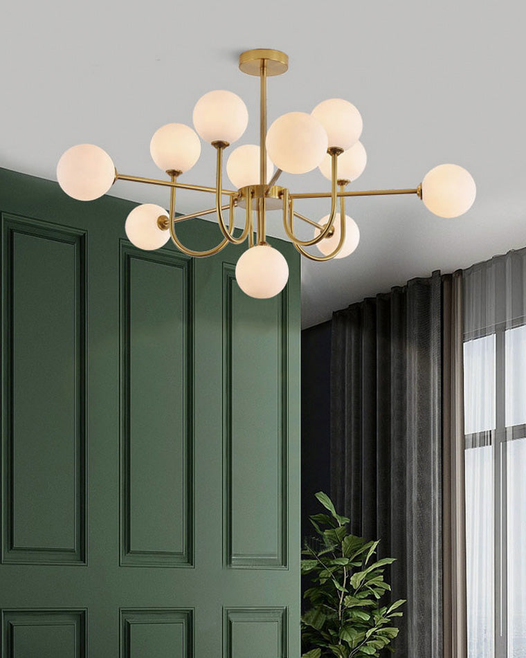 Diff Glass Globe Brass Arm Chandelier-DF2255