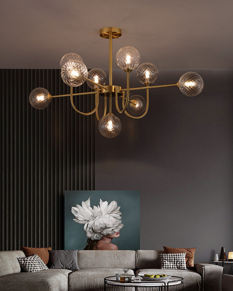 Diff Glass Globe Brass Arm Chandelier-DF2255