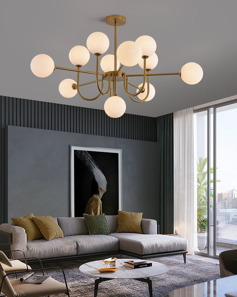 Diff Glass Globe Brass Arm Chandelier-DF2255