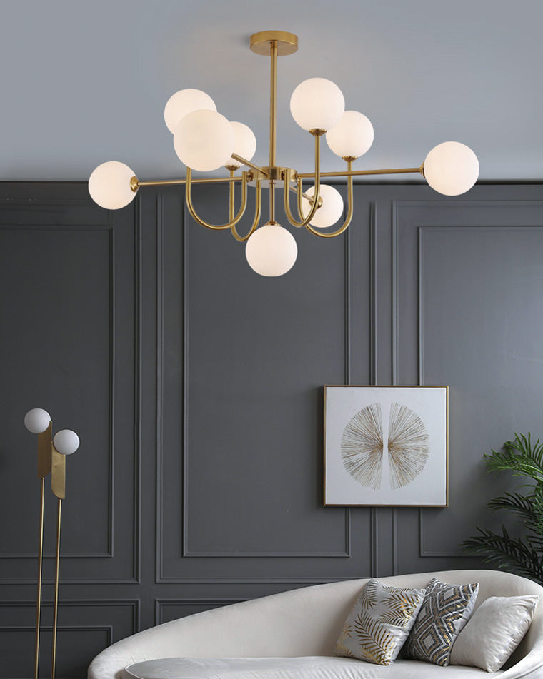 Diff Glass Globe Brass Arm Chandelier-DF2255