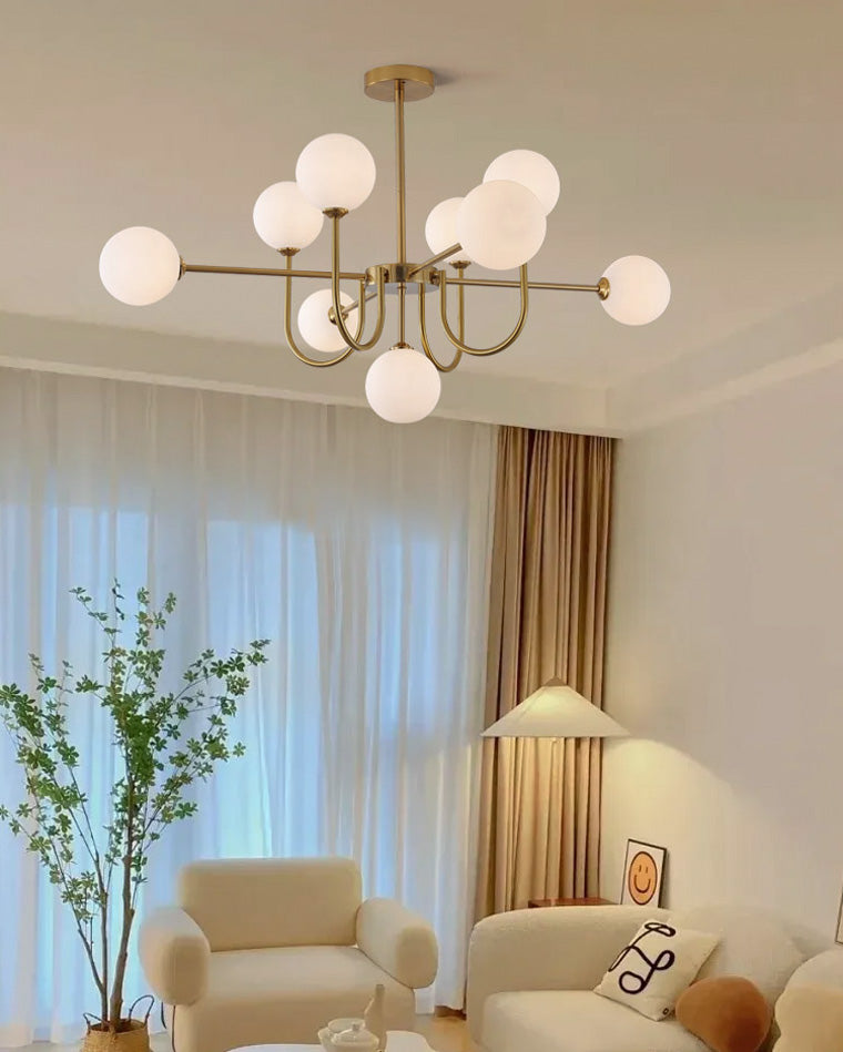 Diff Glass Globe Brass Arm Chandelier-DF2255