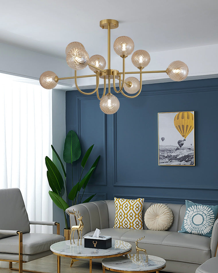 Diff Glass Globe Brass Arm Chandelier-DF2255