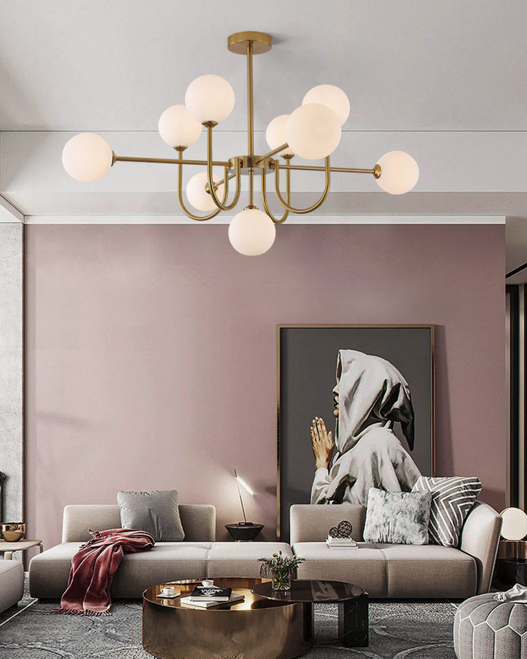 Diff Glass Globe Brass Arm Chandelier-DF2255