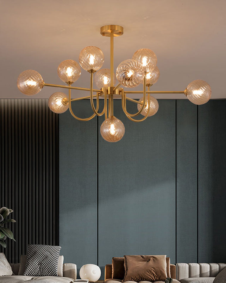 Diff Glass Globe Brass Arm Chandelier-DF2255