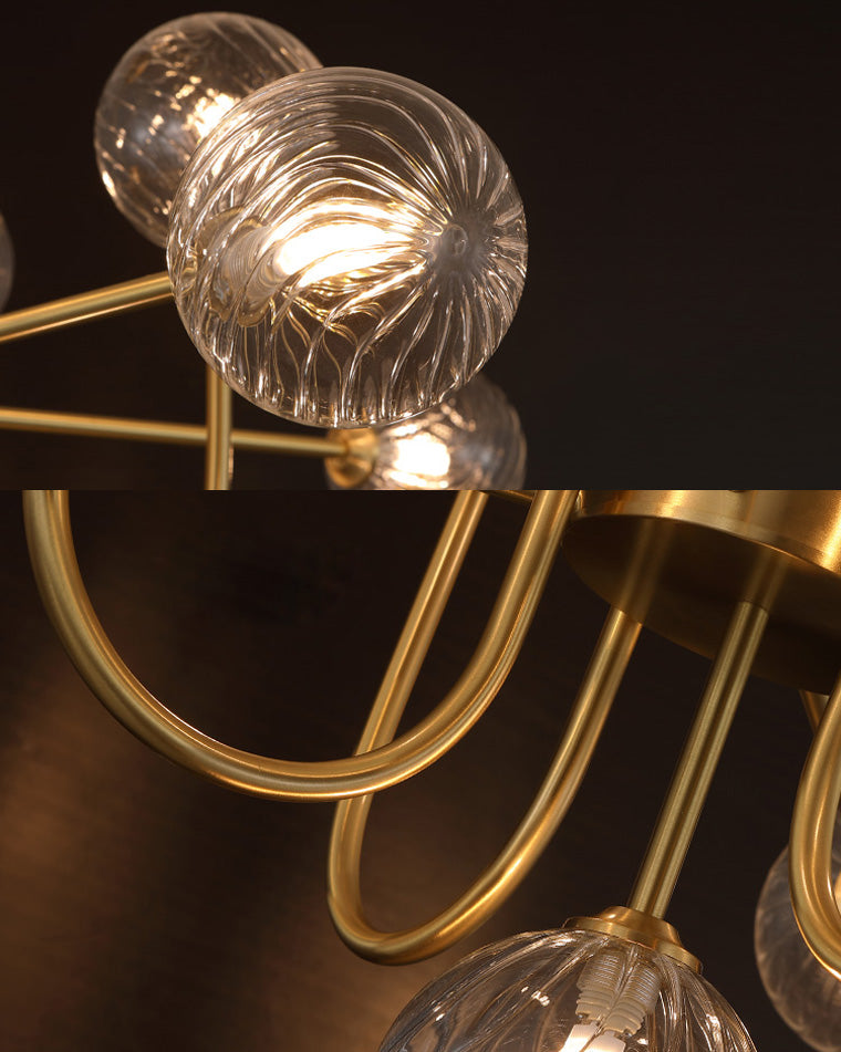 Diff Glass Globe Brass Arm Chandelier-DF2255