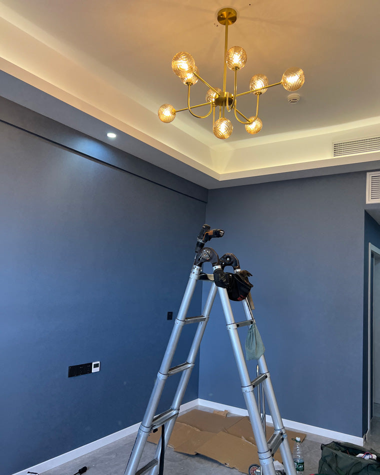Diff Glass Globe Brass Arm Chandelier-DF2255