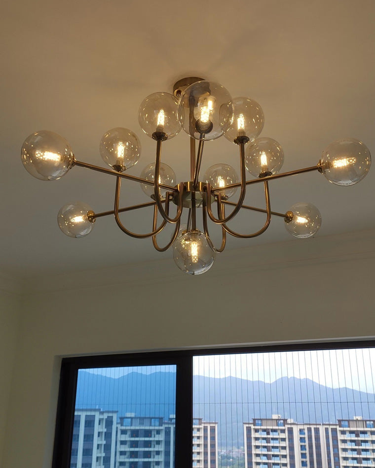 Diff Glass Globe Brass Arm Chandelier-DF2255