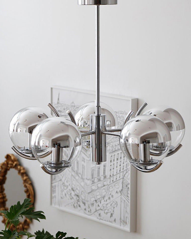 Diff 1920s Chrome Glass Chandelier-DF2306