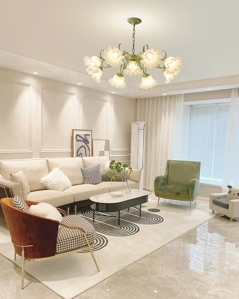 Diff Tole Flower Glass Chandelier-DF2307