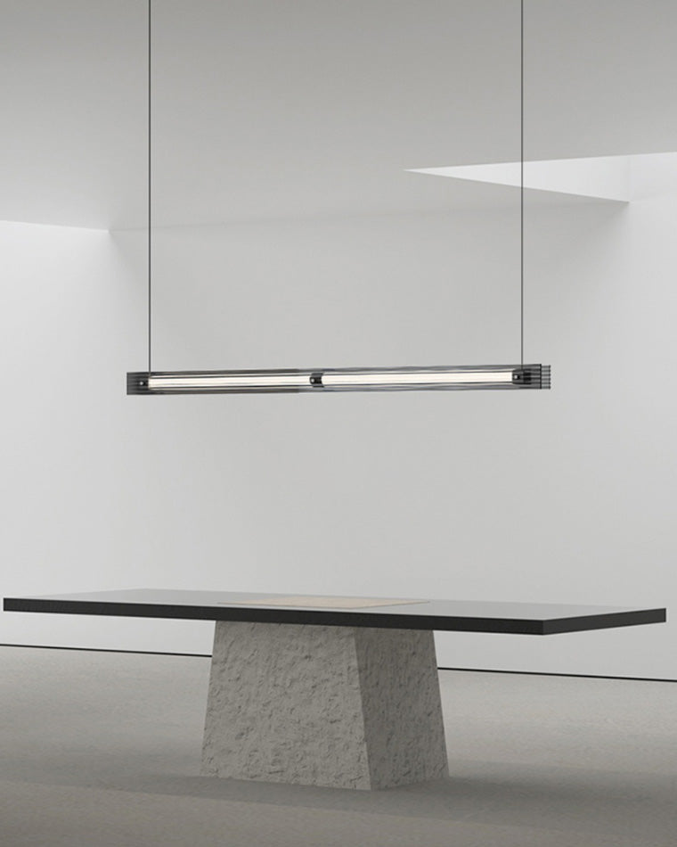 Diff Black Ribbed Glass Linear Pendant Light-DF2308