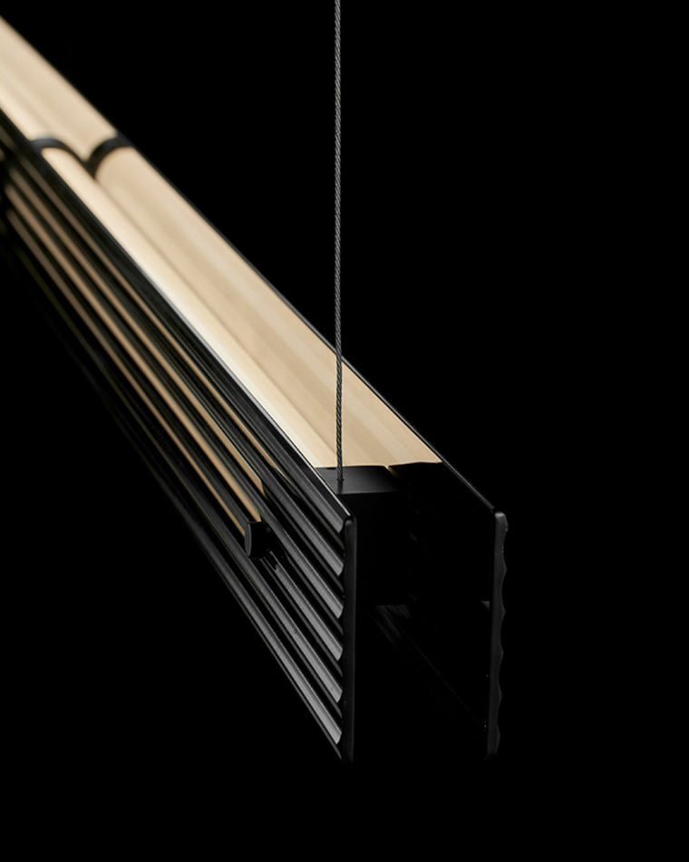 Diff Black Ribbed Glass Linear Pendant Light-DF2308