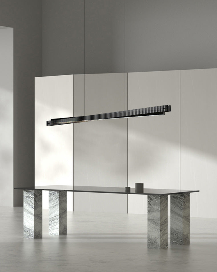 Diff Black Fluted Glass Linear Pendant Light-DF2310