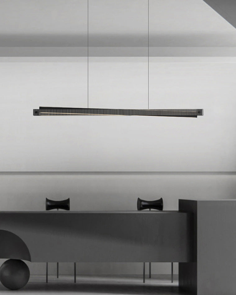 Diff Black Fluted Glass Linear Pendant Light-DF2310
