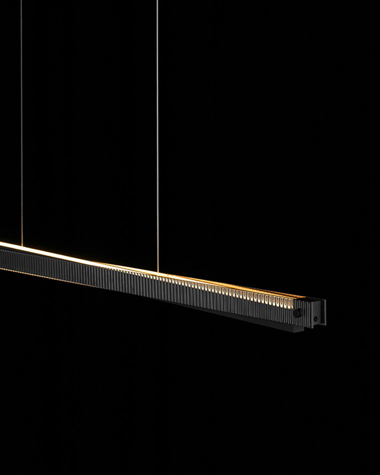 Diff Black Fluted Glass Linear Pendant Light-DF2310