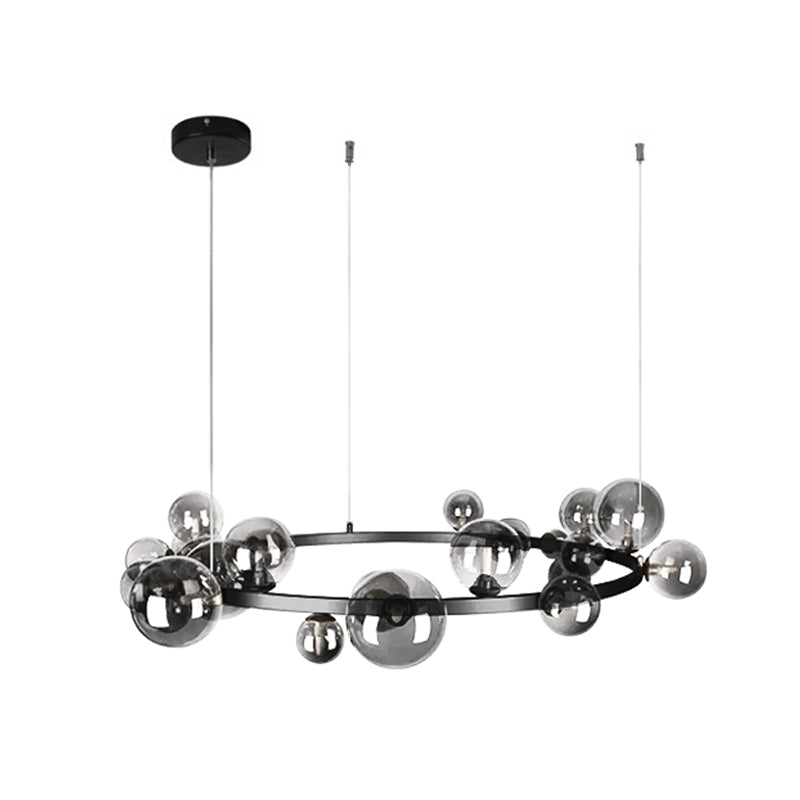 Diff Smoked Glass Bubble Circular Chandelier-DF2292