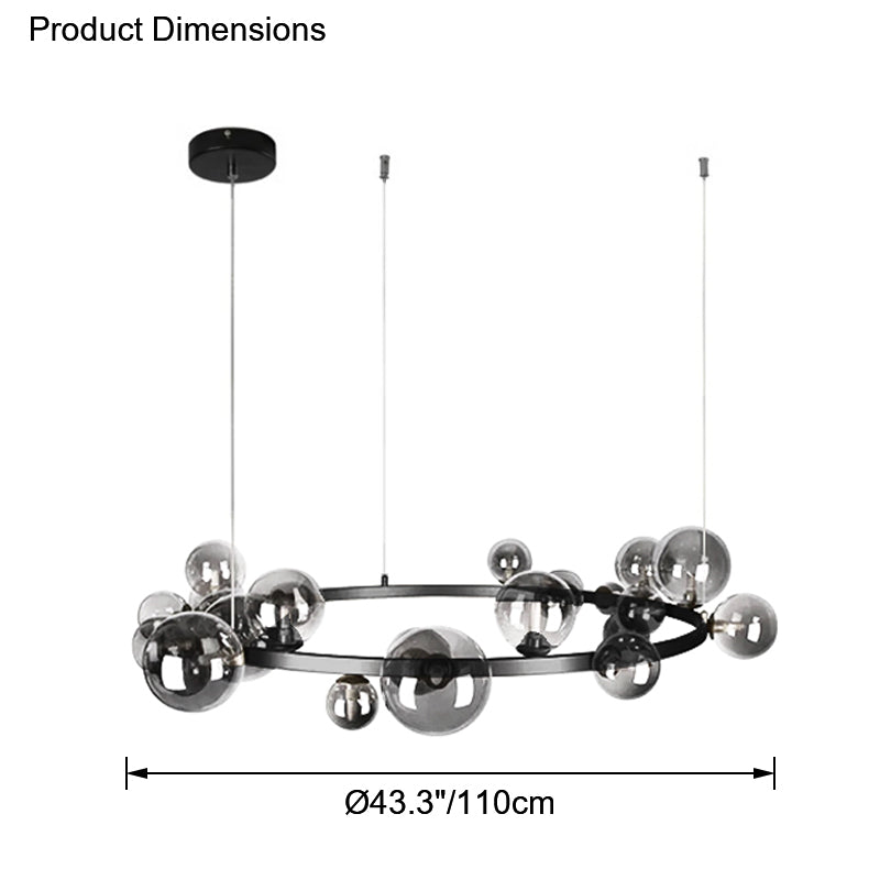Diff Smoked Glass Bubble Circular Chandelier-DF2292
