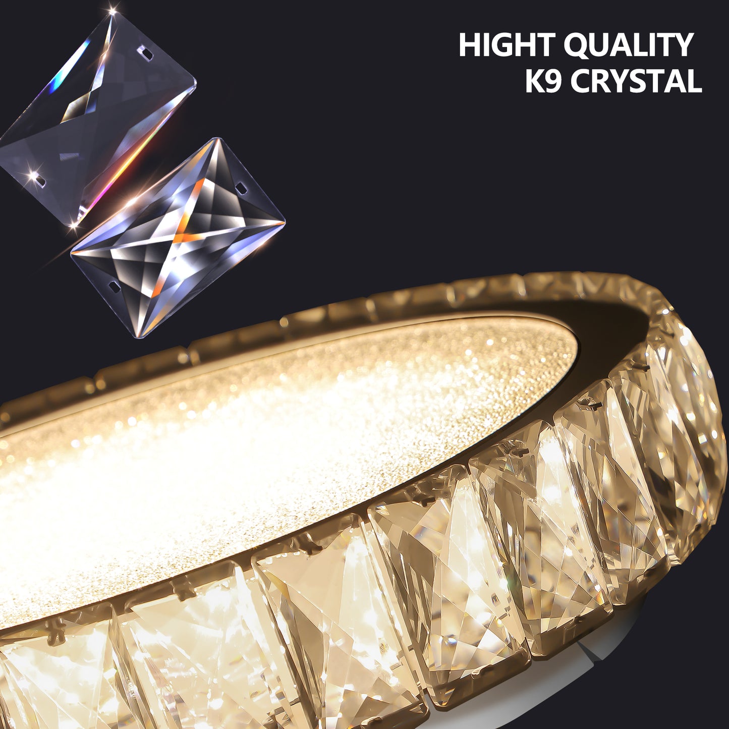 Crystal LED Ceiling Light, 19.7-Inch Flush Mount