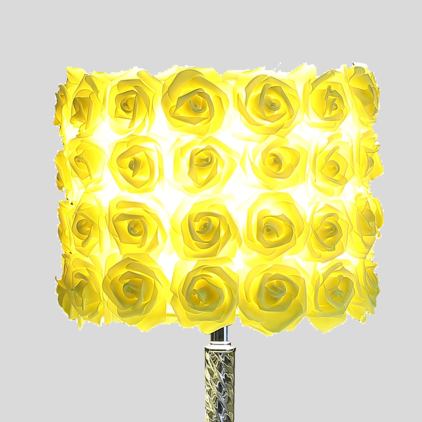 18.25" Yellow Roses in Bloom Acrylic / Metal Table Lamp