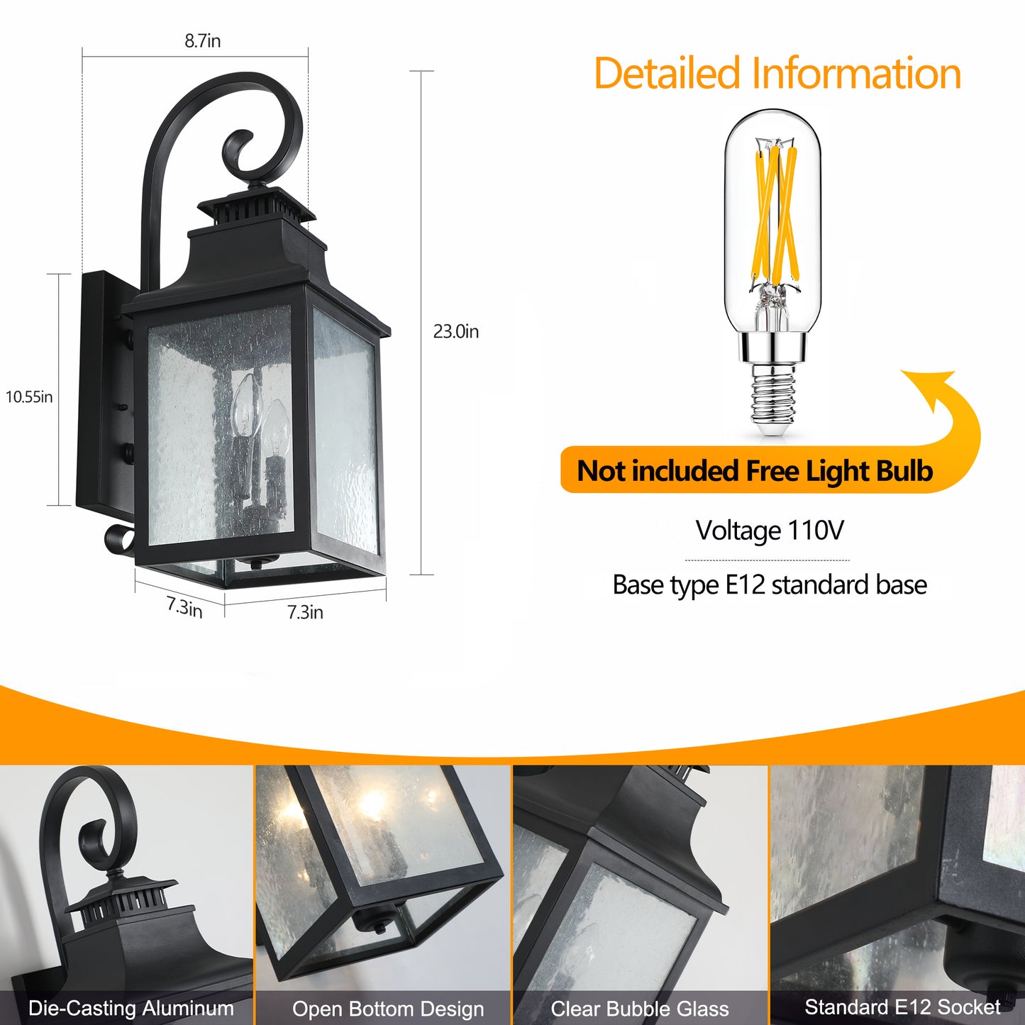 Large Outdoor Wall Lamps With Glass1pack-DG2021