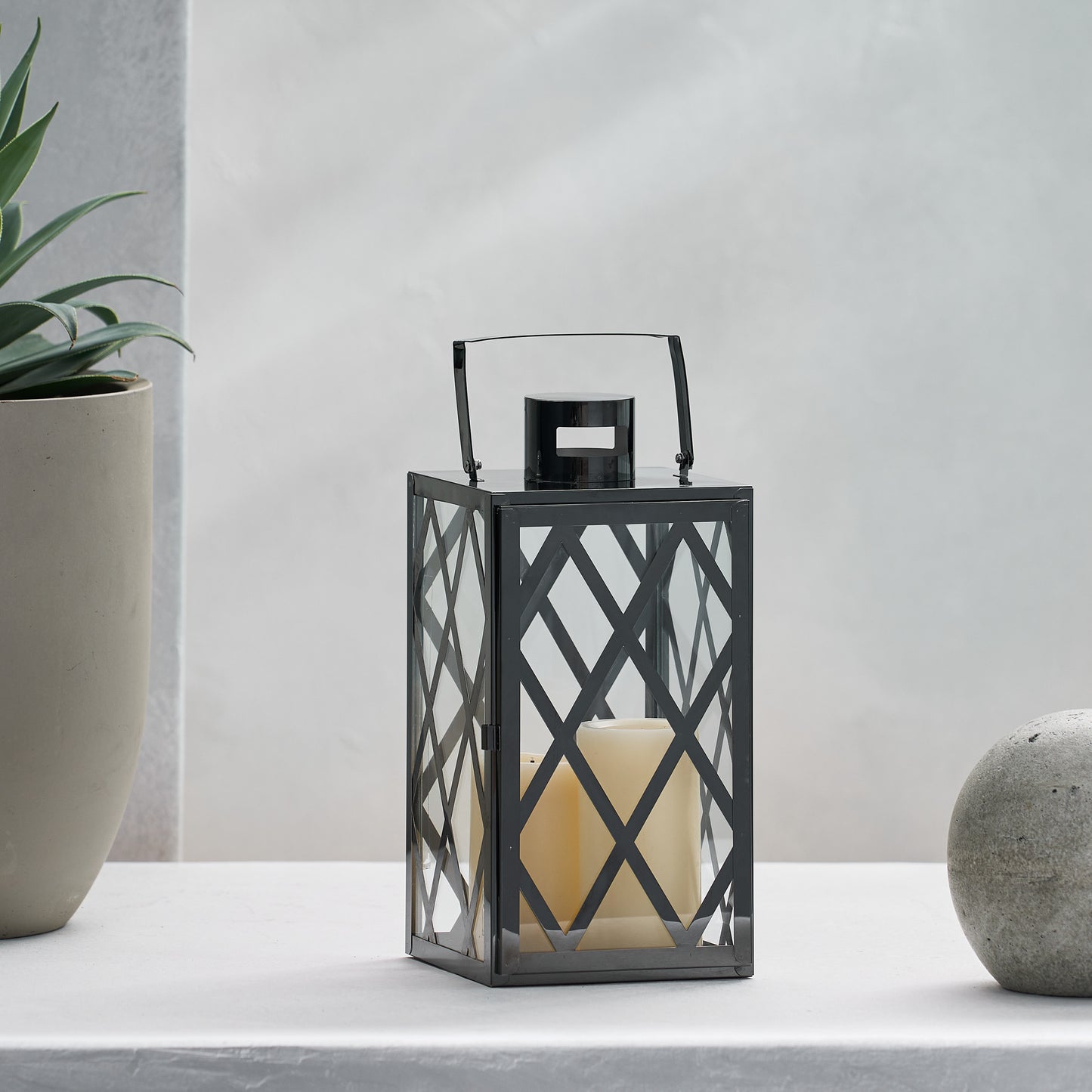 ANTON 14"H STAINLESS STEEL LANTERN