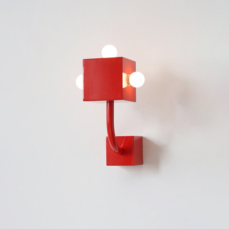 Diff Red Square Mid Century Wall Sconce with Pull Chain-DF6050