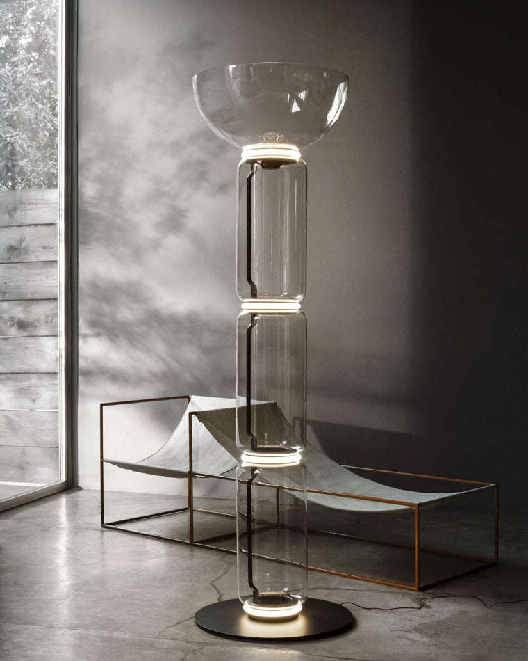 Diff Glass Column Torchiere Floor Lamp-DF7018
