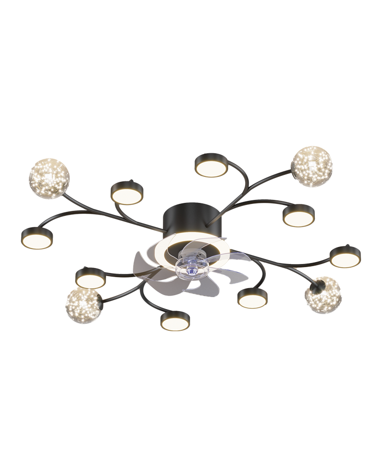 Diff Low Profile Flush Mount Ceiling Fan Chandelier with Remote-DF5051