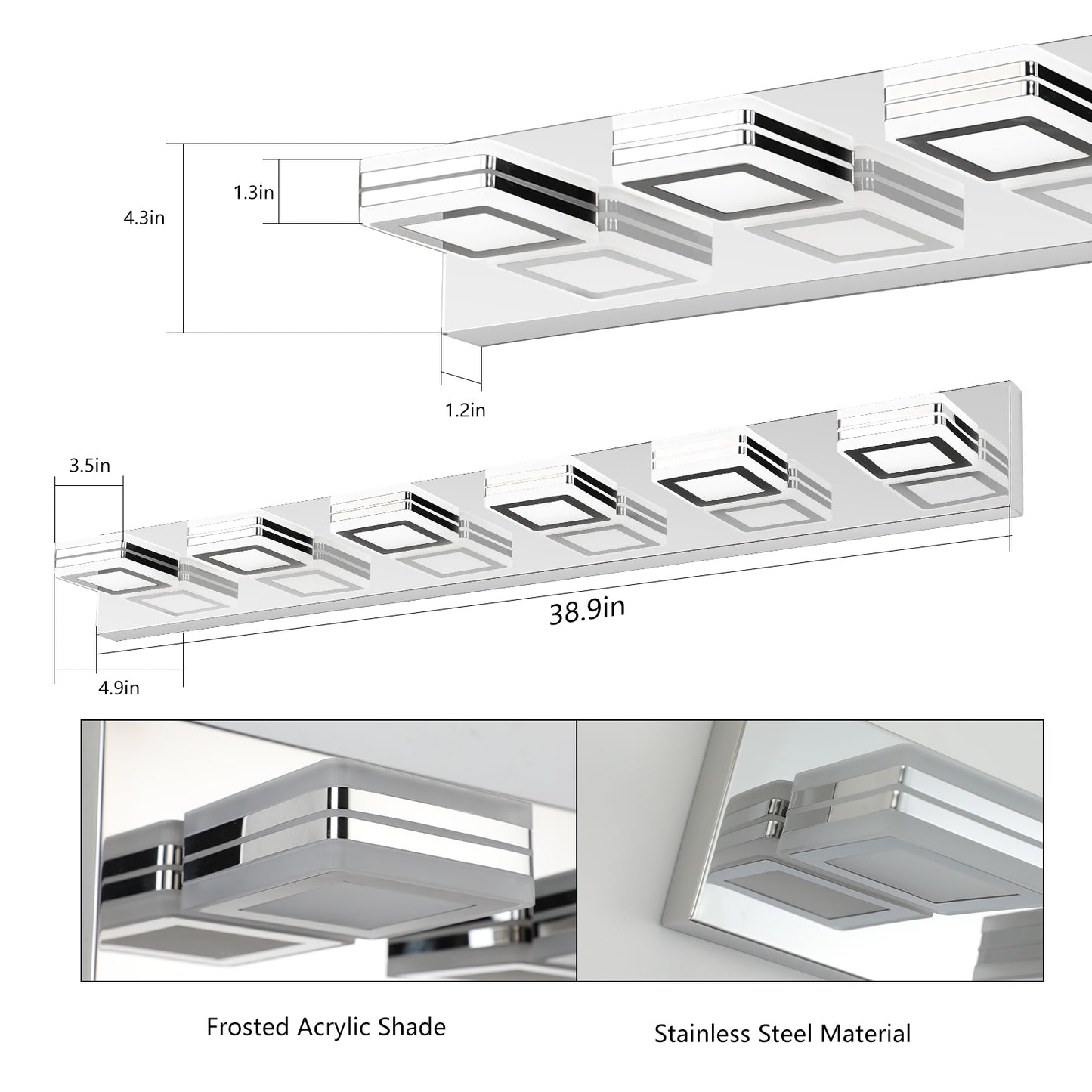 6-Lights Acrylic Modern Chrome Makeup Mirror Light-DG2029