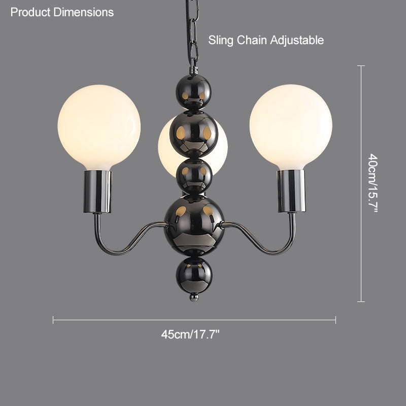Diff Milk Glass Globe Black Arm Chandelier-DF2173