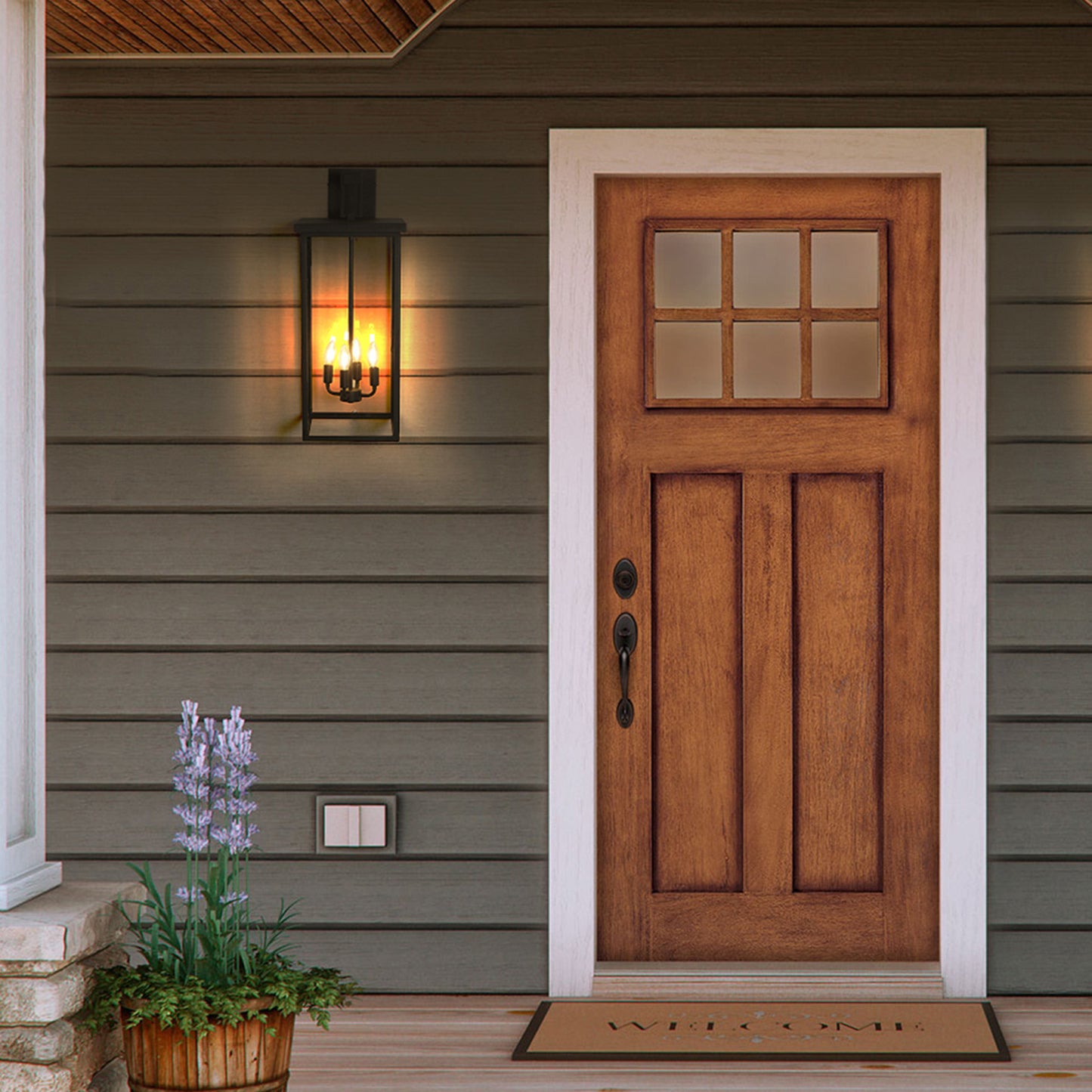 4-Light Black Outdoor Wall Light-DG2001