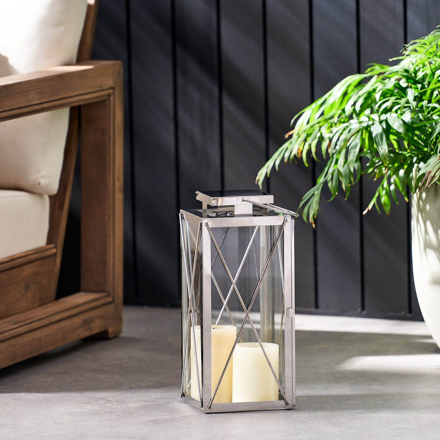 DEBORAH 14"H STAINLESS STEEL LANTERN