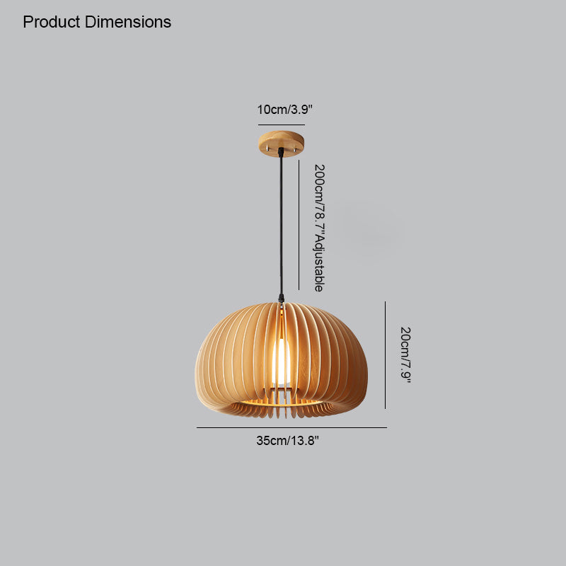 Diff Pumpkin Wood Pendant Light-DF2105
