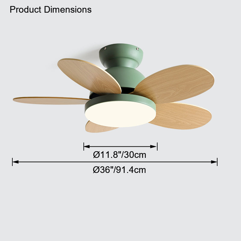 Diff 36" Children Wood Ceiling Fan with Dimmable Light-DF5004