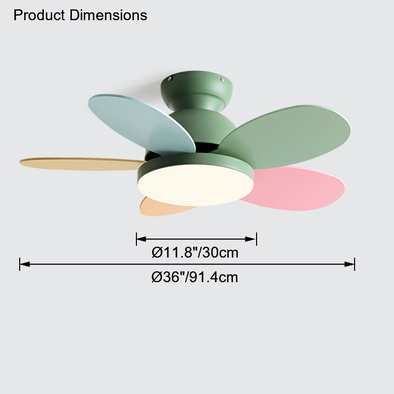 Diff 36" Children Wood Ceiling Fan with Dimmable Light-DF5004