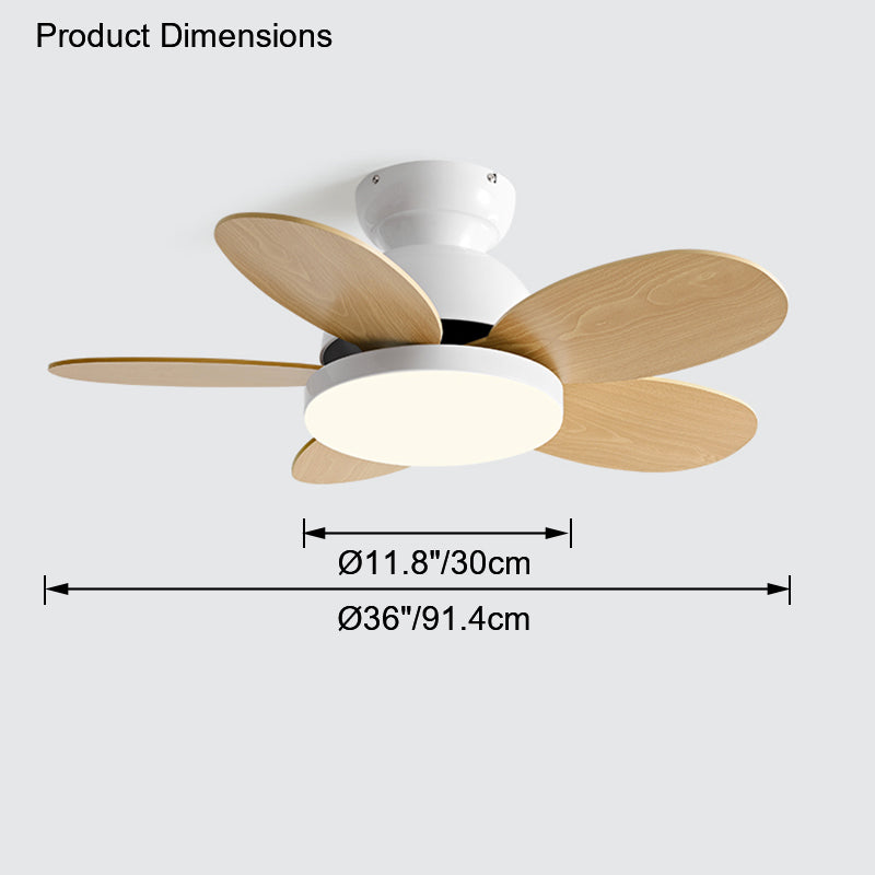 Diff 36" Children Wood Ceiling Fan with Dimmable Light-DF5004