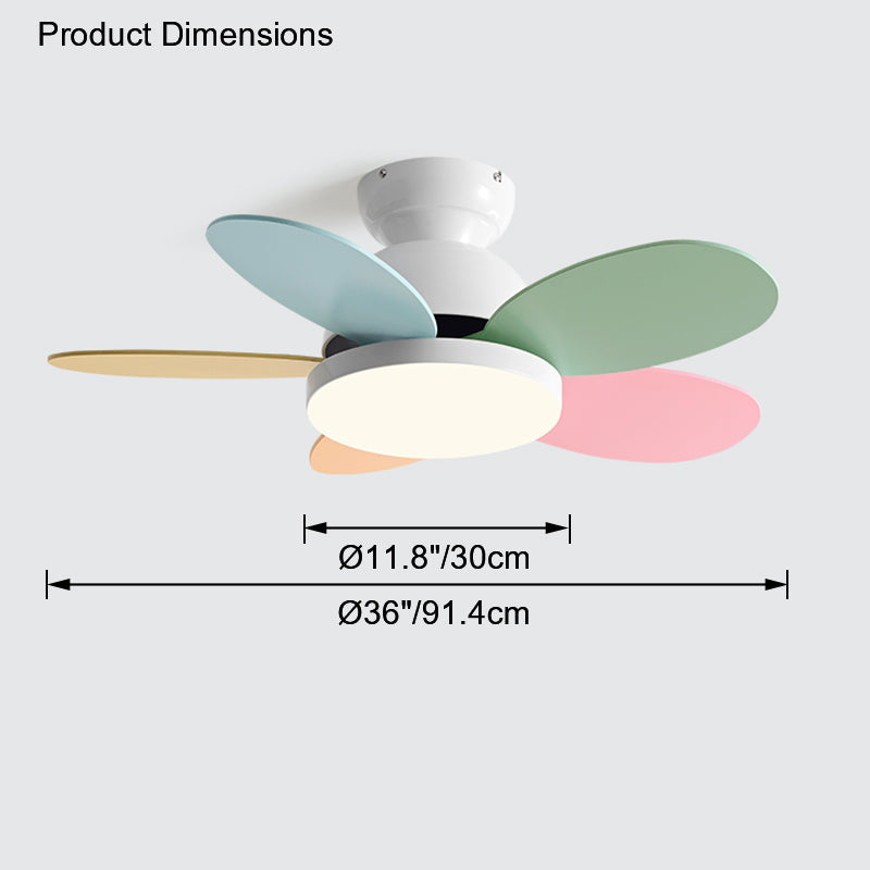 Diff 36" Children Wood Ceiling Fan with Dimmable Light-DF5004