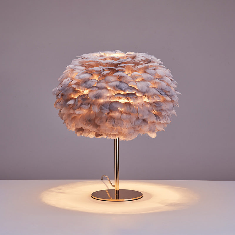 Diff Pretty Round Feather Table Night Lamp-DF8038