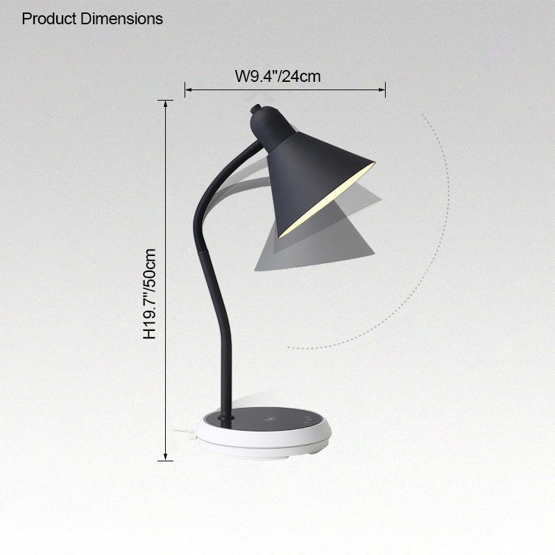 Diff Dimmable Touch Flexible Gooseneck Desk Lamp with Wireless Charger-DF8044
