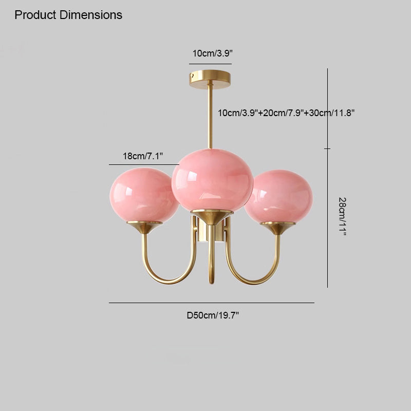 Diff Pink Glass Globe Arm Chandelier-DF2052