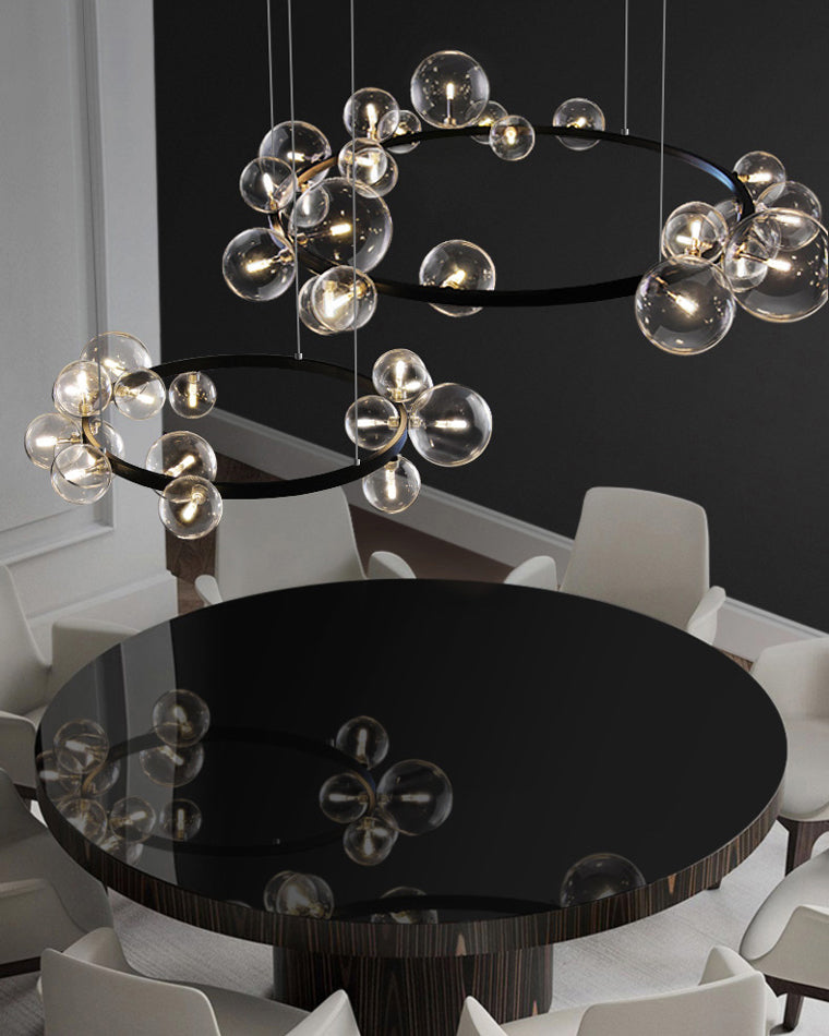 Diff Smoked Glass Bubble Circular Chandelier-DF2292
