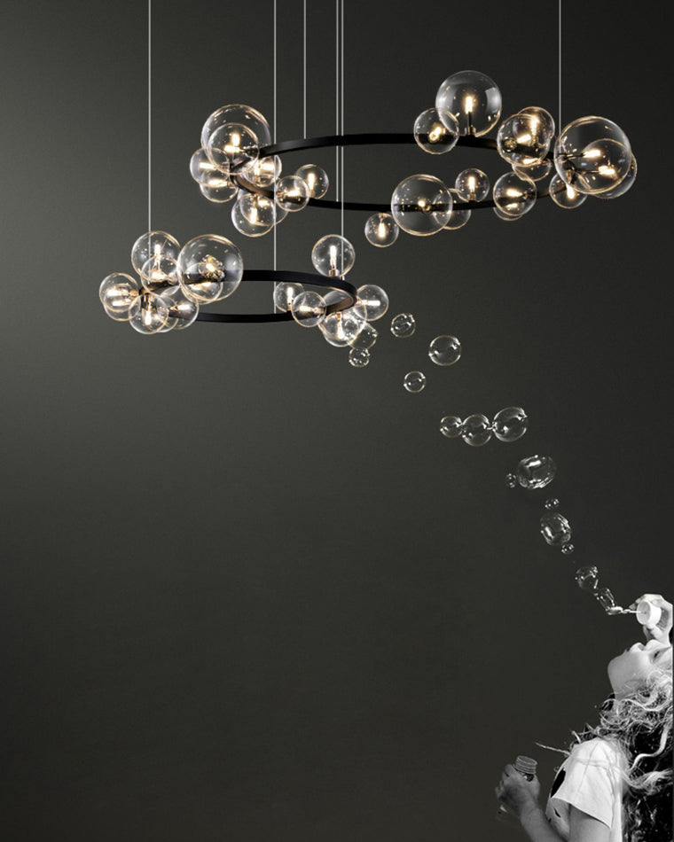 Diff Smoked Glass Bubble Circular Chandelier-DF2292