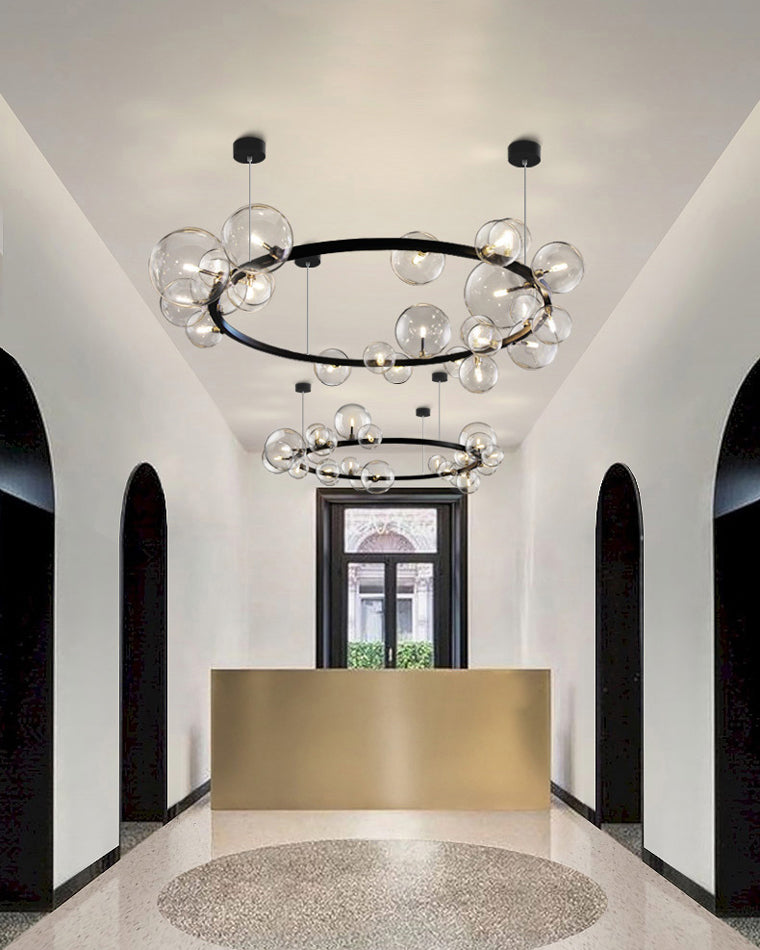 Diff Smoked Glass Bubble Circular Chandelier-DF2292