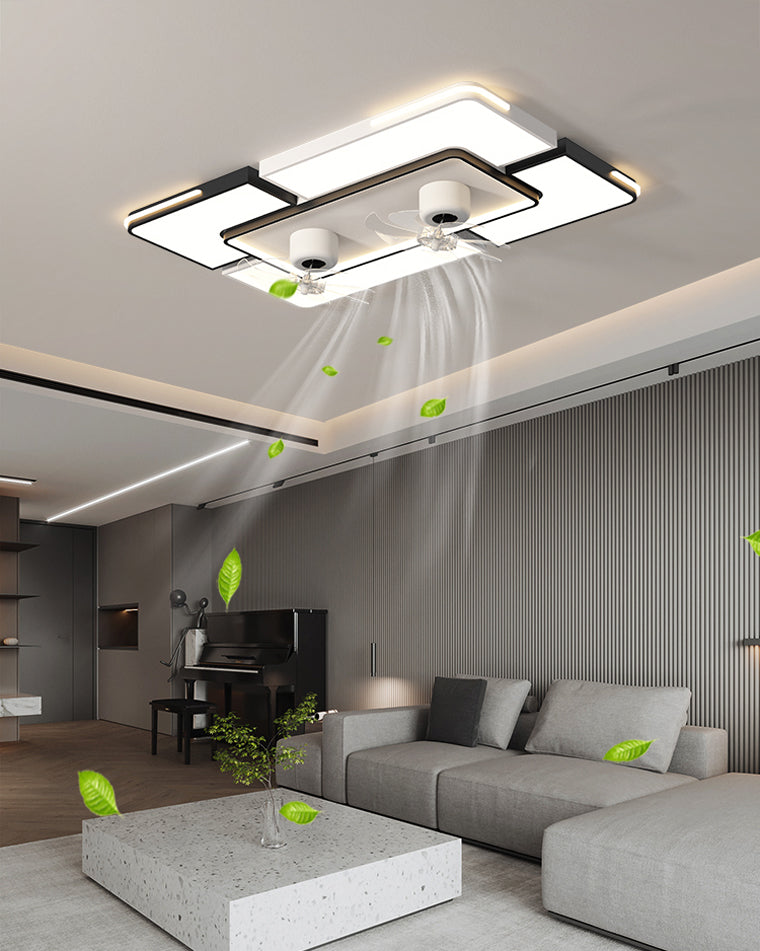 Diff Low Profile Flush Mount Ceiling Fan with Dimmable Light-DF5061