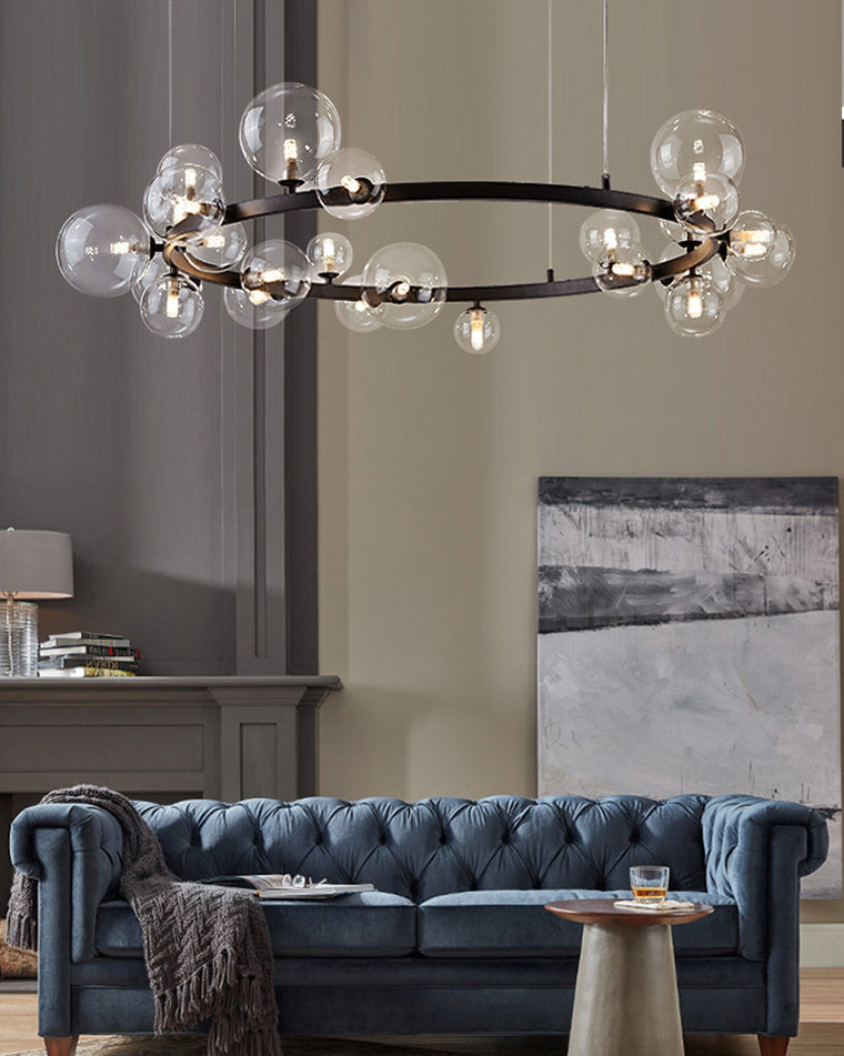 Diff Smoked Glass Bubble Circular Chandelier-DF2292