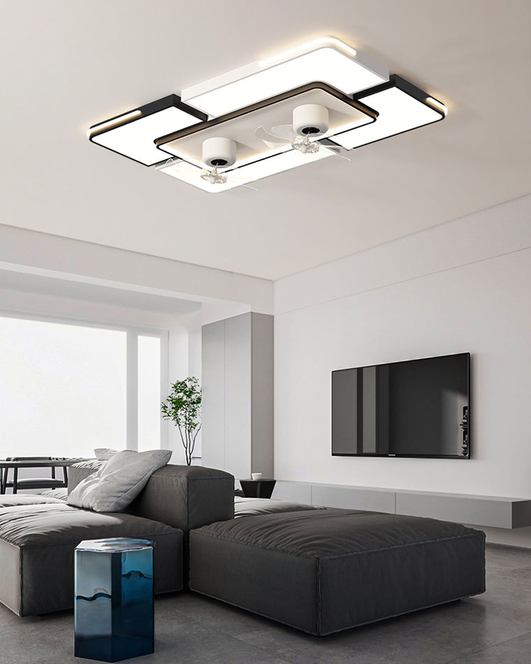 Diff Low Profile Flush Mount Ceiling Fan with Dimmable Light-DF5061