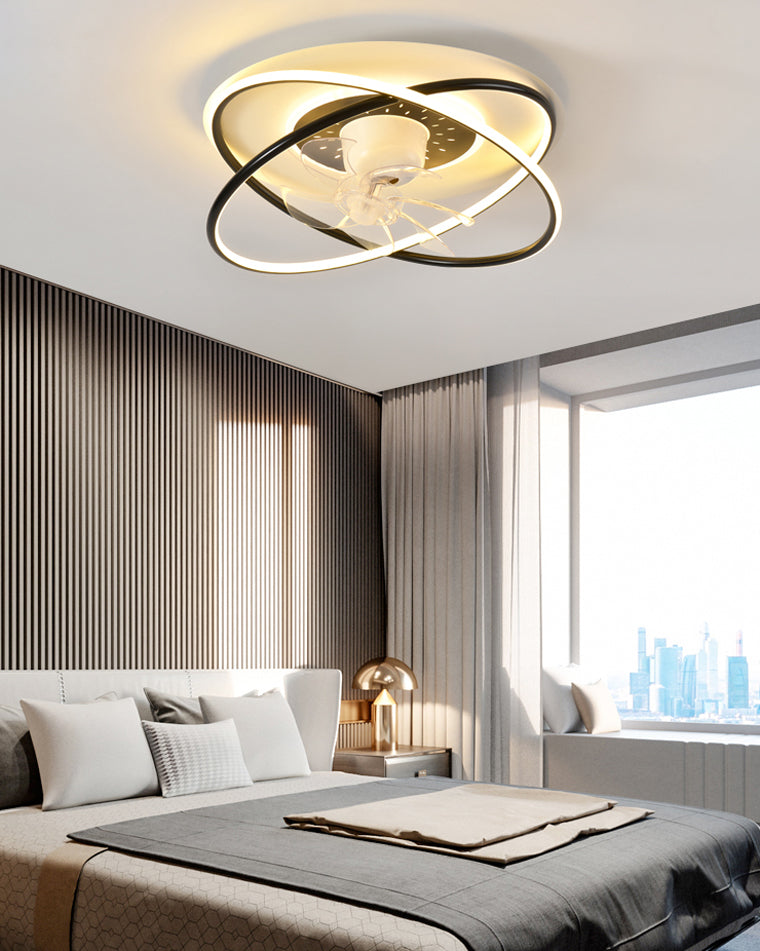 Diff Remote Oscillating Flush Mount Ceiling Fan with Dimmable Light-DF5064