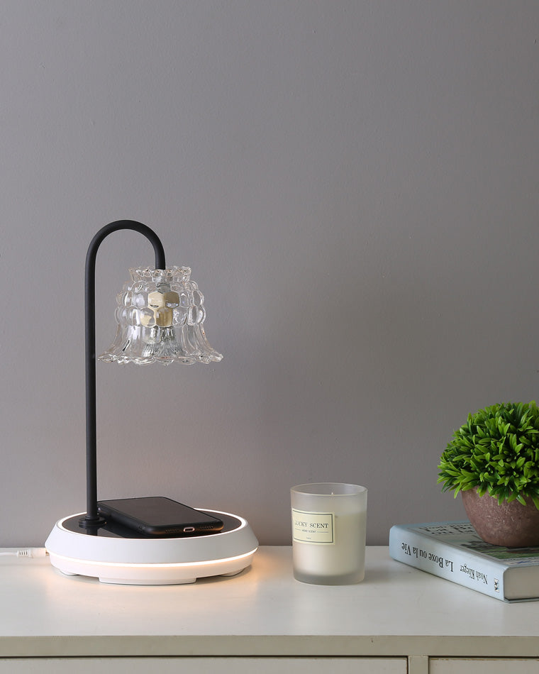 Diff Dimmable Touch Small Glass Table Lamp with Wireless Charger-DF8046