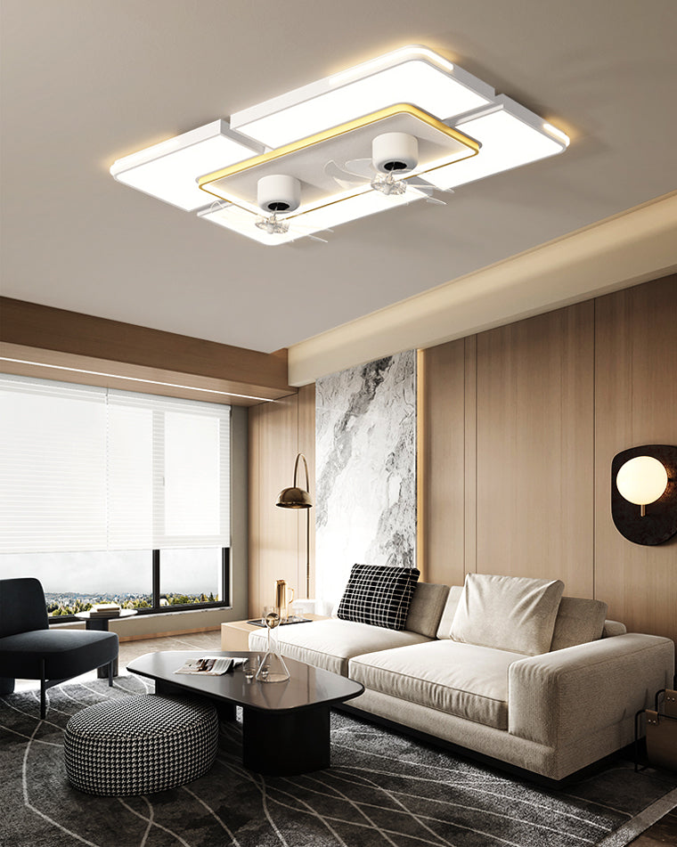 Diff Low Profile Flush Mount Ceiling Fan with Dimmable Light-DF5061