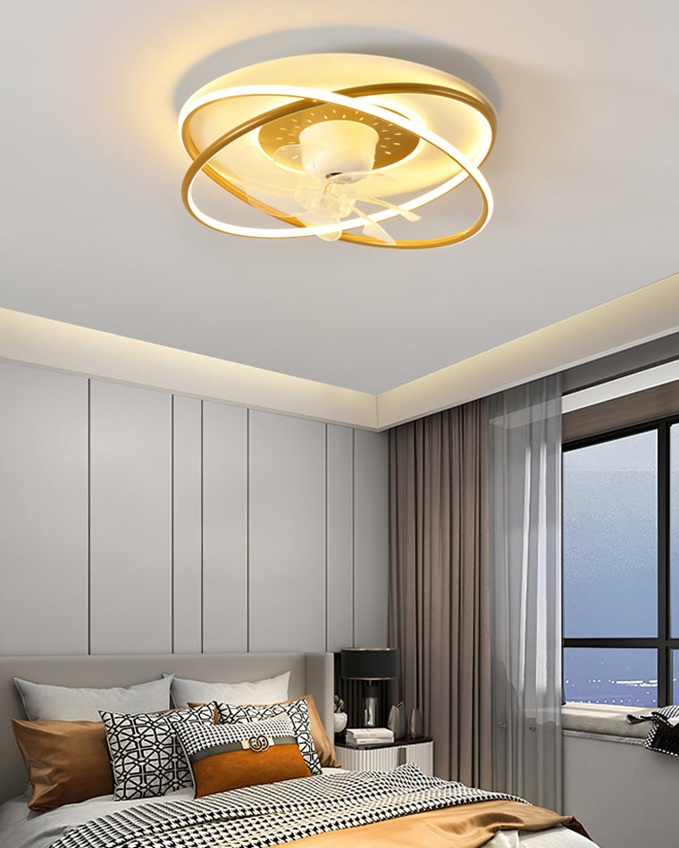 Diff Remote Oscillating Flush Mount Ceiling Fan with Dimmable Light-DF5064
