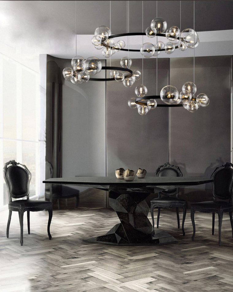 Diff Smoked Glass Bubble Circular Chandelier-DF2292